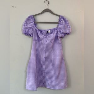 H&M Purple Gingham A-Line Mini Dress